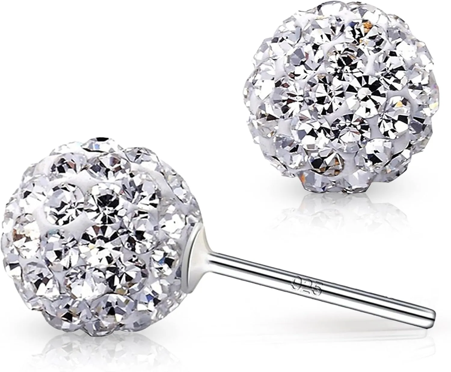 Crystal Line Azuria 925 Sterling Silver Woman Earrings with Box Disco Ball White Crystals Dangle Hook Stud Earrings for Women