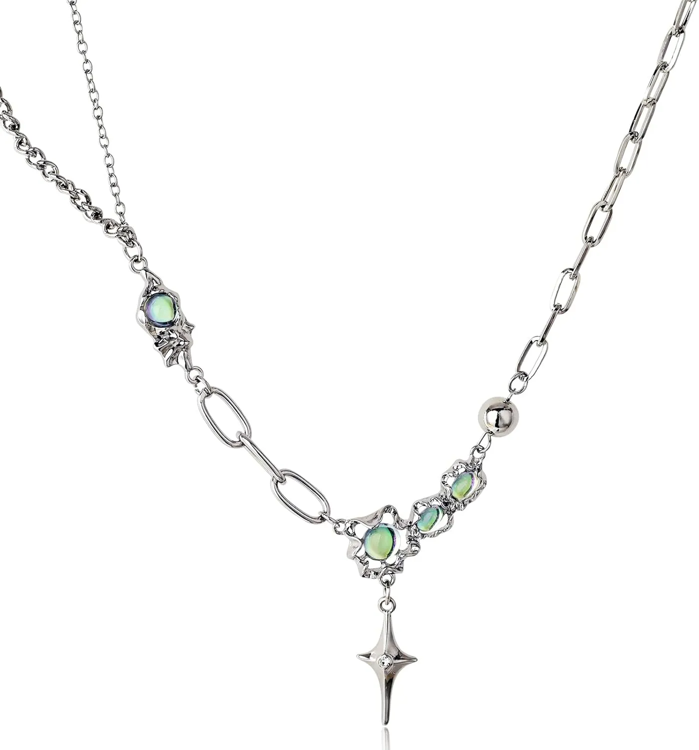 Crystal Necklace for women | Moonstone Cross Pendant Necklace | Cross Jewelry Gift for Women Her (Green)