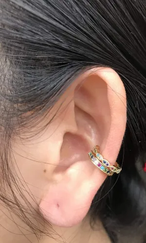 Cubic Zirconia Ear Cuff Colorful CZ Non Pierced Dainty Simple Ear Cuff Conch Earring Clip Earrings