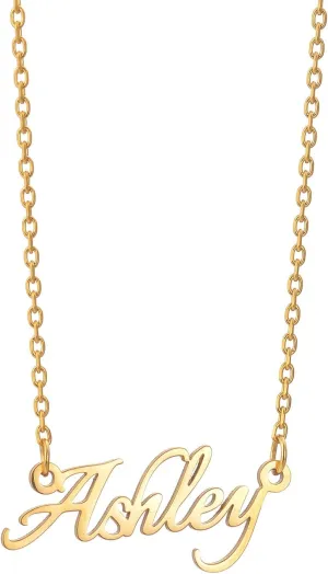 Custom Name Necklace Personalized | Name Pendant Necklace Christmas Gifts | 14K Gold Dainty Name Plate Charm Necklaces for Birthday (Style 3, Gold)