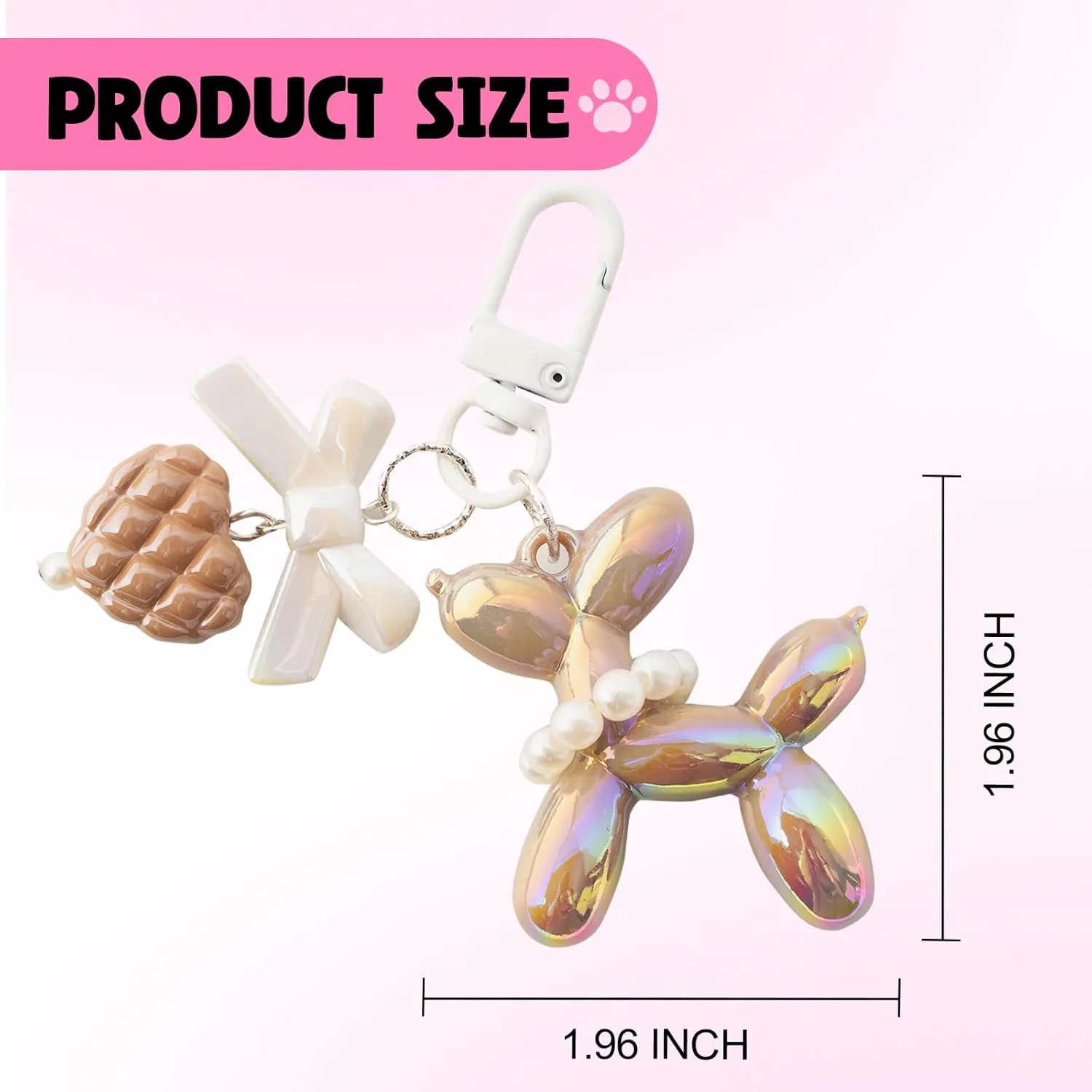 Cute Balloon Dog Design Keychain for Women, Shiny keychain with Love PendantCartoon Car Keychain