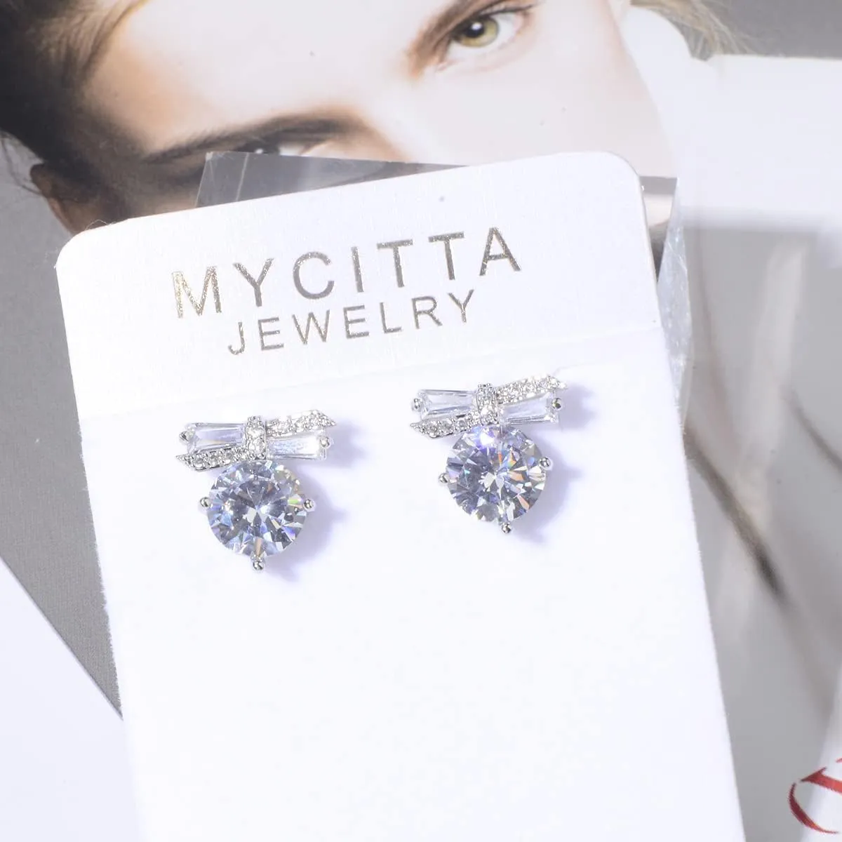 CZ Dangle Earrings for Women Sterling Silver Platinum Plated Halo Clear Round Crystal Cubic Zirconia Rhinestone Pierced Earrings for Wedding Party Prom Elegant Simple Fashion Everyday Jewelry