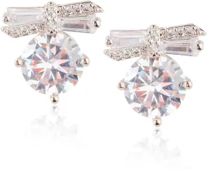 CZ Dangle Earrings for Women Sterling Silver Platinum Plated Halo Clear Round Crystal Cubic Zirconia Rhinestone Pierced Earrings for Wedding Party Prom Elegant Simple Fashion Everyday Jewelry