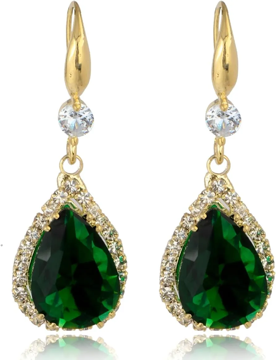 CZ Teardrop Drop Chandelier Wedding Earrings Trendy Elegant Cubic Zirconia Crystal Bridal Jewelry Earrings for Bride or Bridesmaids Mother of Bride Gift Dangles Fish Hook Everyday Gala Earrings