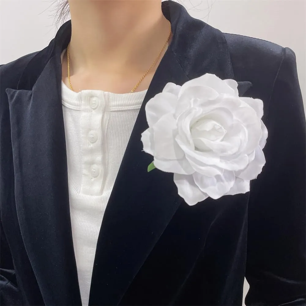 Dainty Big Rose Flower Brooches Pins Classic Brooch for Wedding Party Dance Banquet for Women Elegant Lapel Pins Ornament Bride Clothes Accessories Jewelry 100mm
