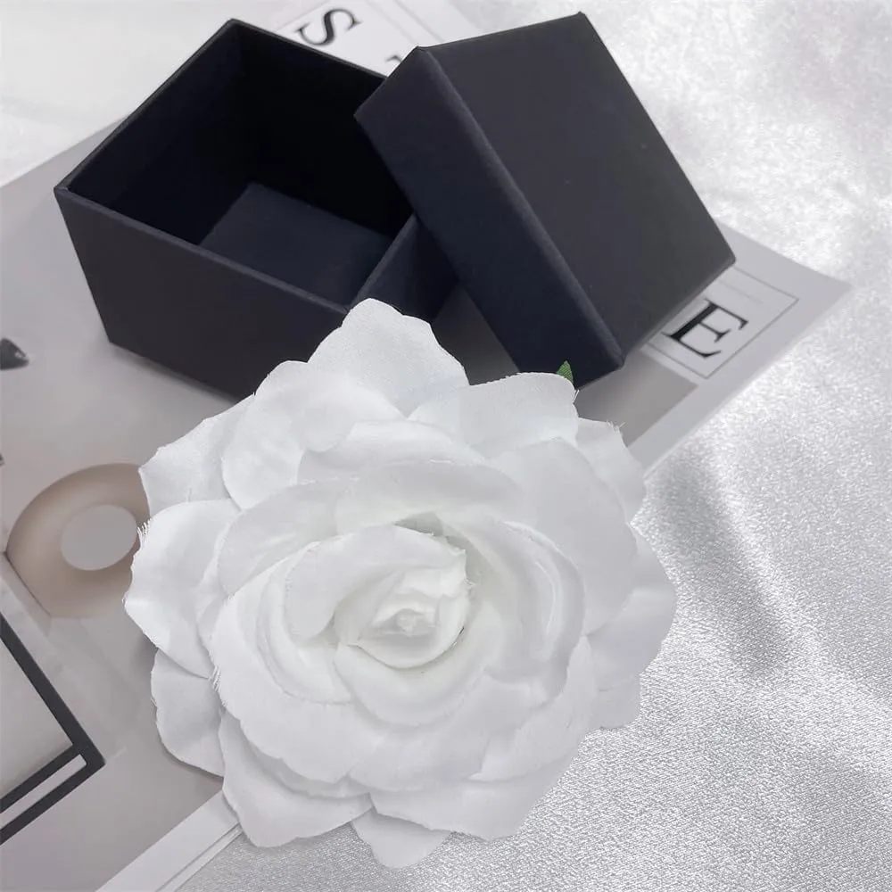 Dainty Big Rose Flower Brooches Pins Classic Brooch for Wedding Party Dance Banquet for Women Elegant Lapel Pins Ornament Bride Clothes Accessories Jewelry 100mm