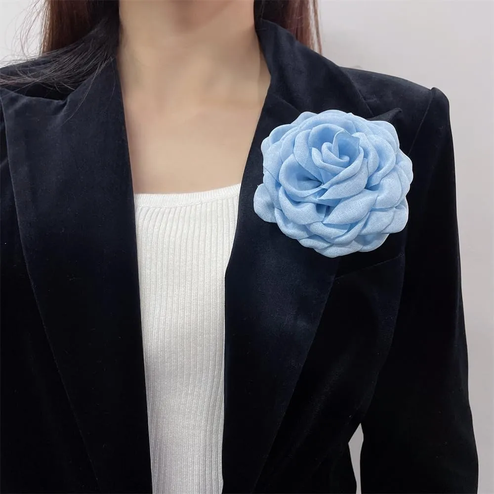 Dainty Fabric Peony Flower Brooches Pin Delicate Camellia Flower Brooch Classic for Women Wedding Party Dance Banquet Elegant Lapel Pins Dress Suit Ceremony Clothes Accessories Jewelry Gifts 100mm