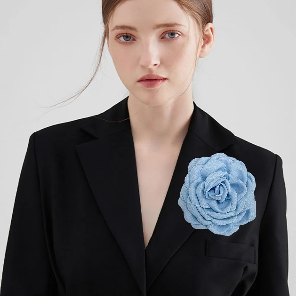 Dainty Fabric Peony Flower Brooches Pin Delicate Camellia Flower Brooch Classic for Women Wedding Party Dance Banquet Elegant Lapel Pins Dress Suit Ceremony Clothes Accessories Jewelry Gifts 100mm