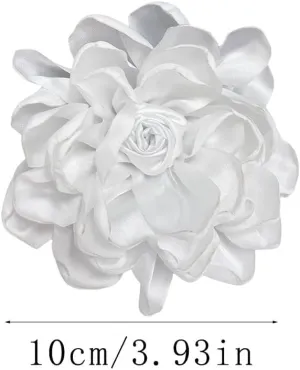Dainty Fabric Rose Flower Large Brooch Lapel Pins Flower Brooches Pin Classic for Wedding Party Dance Banquet for Women Dress Suit Clothes Accessories Jewelry 100mm