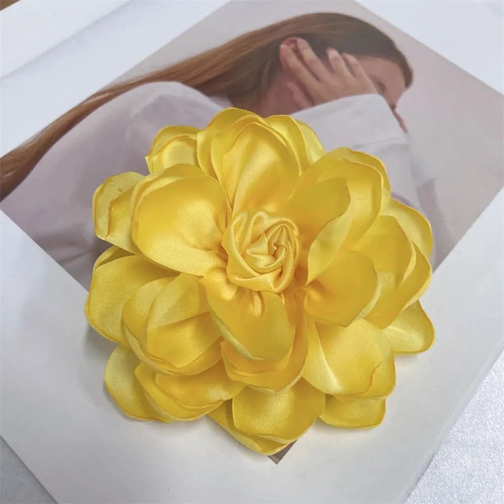 Dainty Fabric Rose Flower Large Brooch Lapel Pins Flower Brooches Pin Classic for Wedding Party Dance Banquet for Women Dress Suit Clothes Accessories Jewelry 100mm