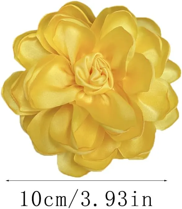 Dainty Fabric Rose Flower Large Brooch Lapel Pins Flower Brooches Pin Classic for Wedding Party Dance Banquet for Women Dress Suit Clothes Accessories Jewelry 100mm
