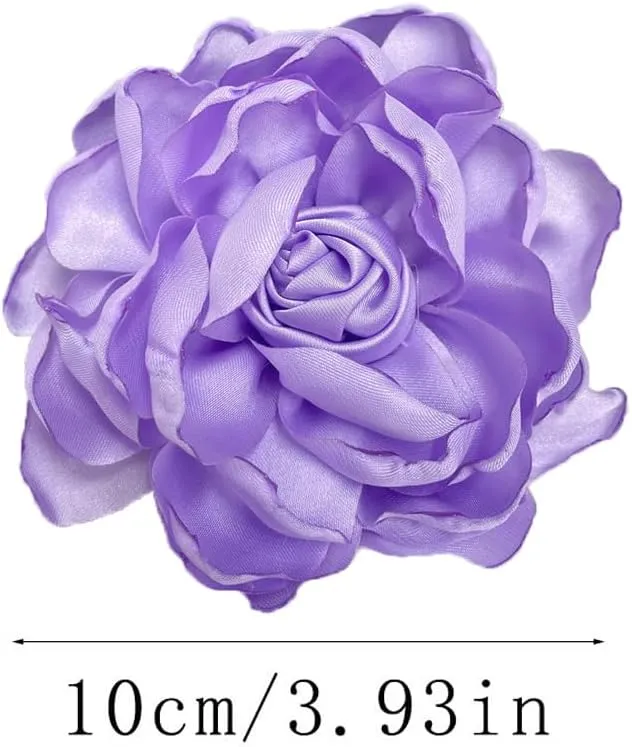 Dainty Fabric Rose Flower Large Brooch Lapel Pins Flower Brooches Pin Classic for Wedding Party Dance Banquet for Women Dress Suit Clothes Accessories Jewelry 100mm