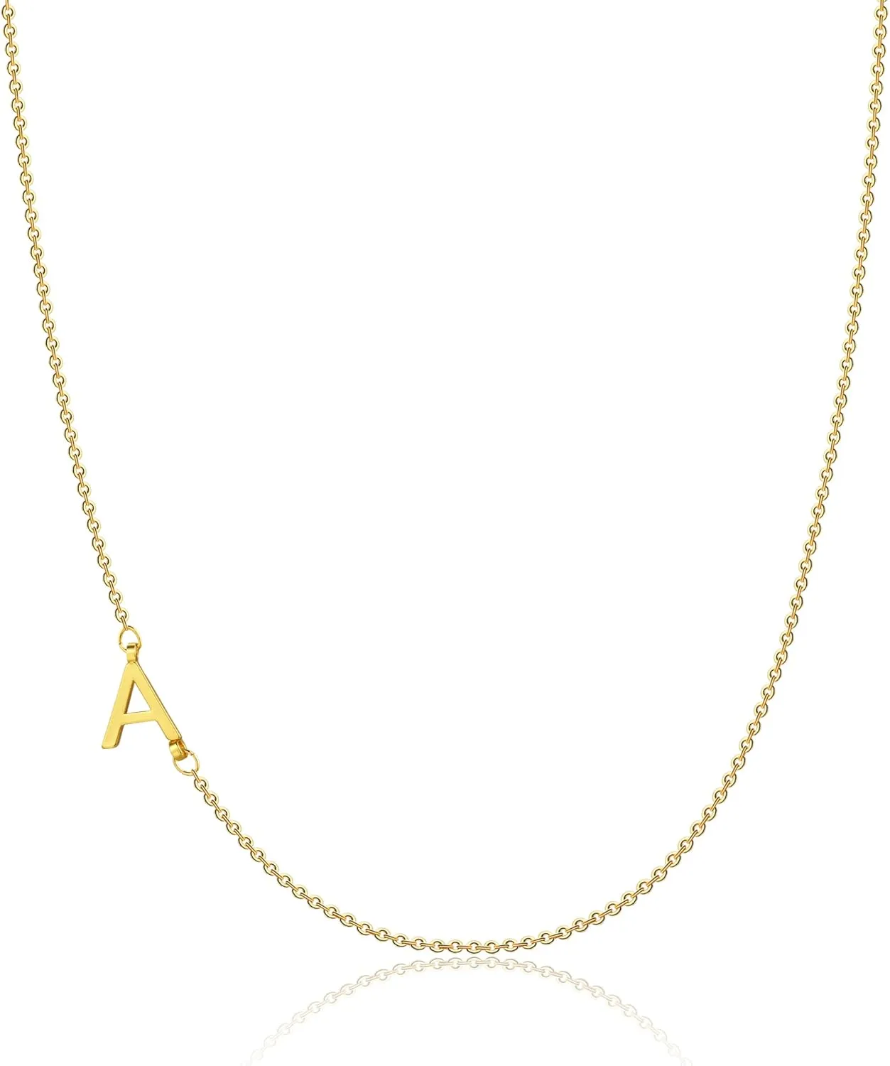 Dainty Initial Necklaces for Women 14K Gold Plated Sideways Initial Necklace Personalized Letter Necklace Everyday Jewelry Gift
