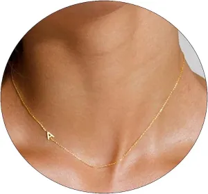 Dainty Initial Necklaces for Women 14K Gold Plated Sideways Initial Necklace Personalized Letter Necklace Everyday Jewelry Gift
