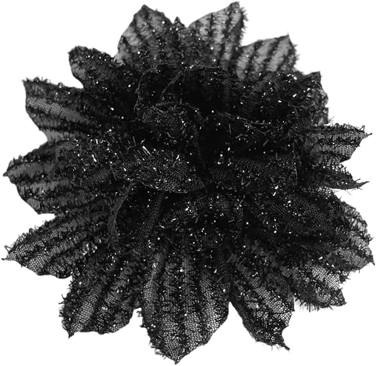 Dainty Mesh fabric Flower Large Big Brooches Lapel Pins Vintage Silk Flowers Brooch Pin for Women Wedding Party Dance Banquet Dress Suit Ceremony Clothes Accessories Jewelry Gifts 130mm