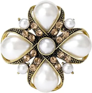 Dainty Pearl Rhinestone Brooch Lapel Pins for Women Her Fashion Vintage Crystal Cross Flower Brooches Pin for Dress Accessories Jewelry Boutonniere Corsage Wedding Party Birthday Gift