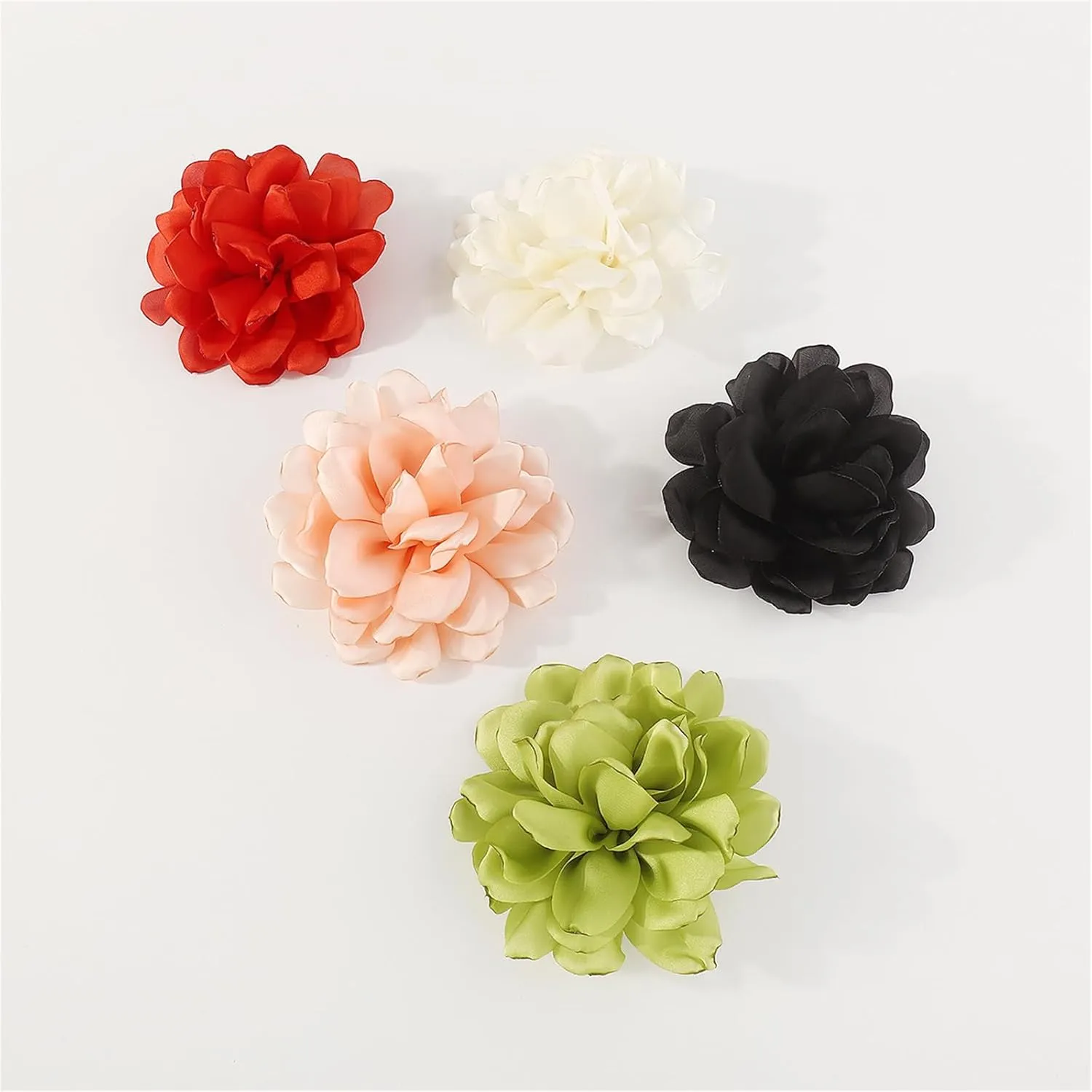 Dainty Satin Fabric Rose Flower Brooches Lapel Pins for Women,Vintage Elegant Silk Camellia Flower Safety Brooch Hair Clip Pins Shawl Clips Clothes Accessories Wedding Party