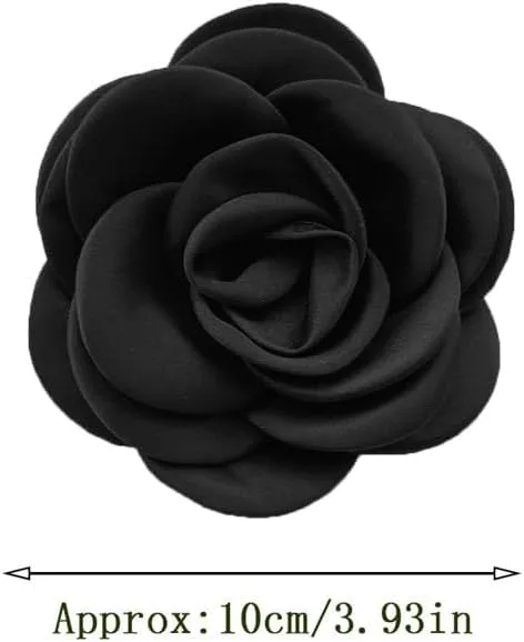 Dainty Satin Rose Flower Large Brooch Lapel Pins Handmade Fabric Flower Brooches Pin Classic for Wedding Party Dance Banquet for Women Men Dress Suit Clothes Accessories Jewelry Gifts 100mm