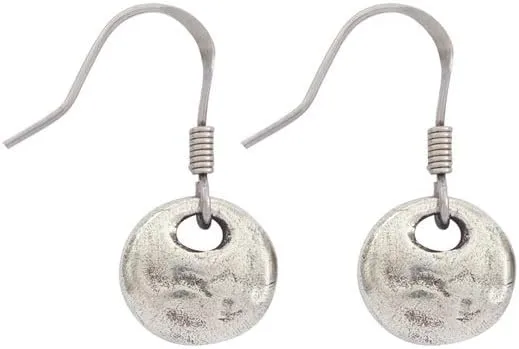 DANFORTH  Serenity Mini Drop Pewter Earrings,   Simple Small Dangly Earrings For Everyday  Handmade Serenity Prayer & Mindfulness Jewelry & Accessories For Women  Made In USA
