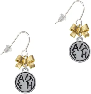 Delight Jewelry Silvertone Faith in Circle Goldtone Bow French Earrings