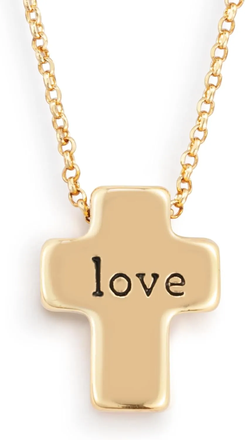DEMDACO Artful Message Cross Women's 16 2 Inch Zinc Alloy & Brass Everyday Adjustable Necklace in Gifting Box