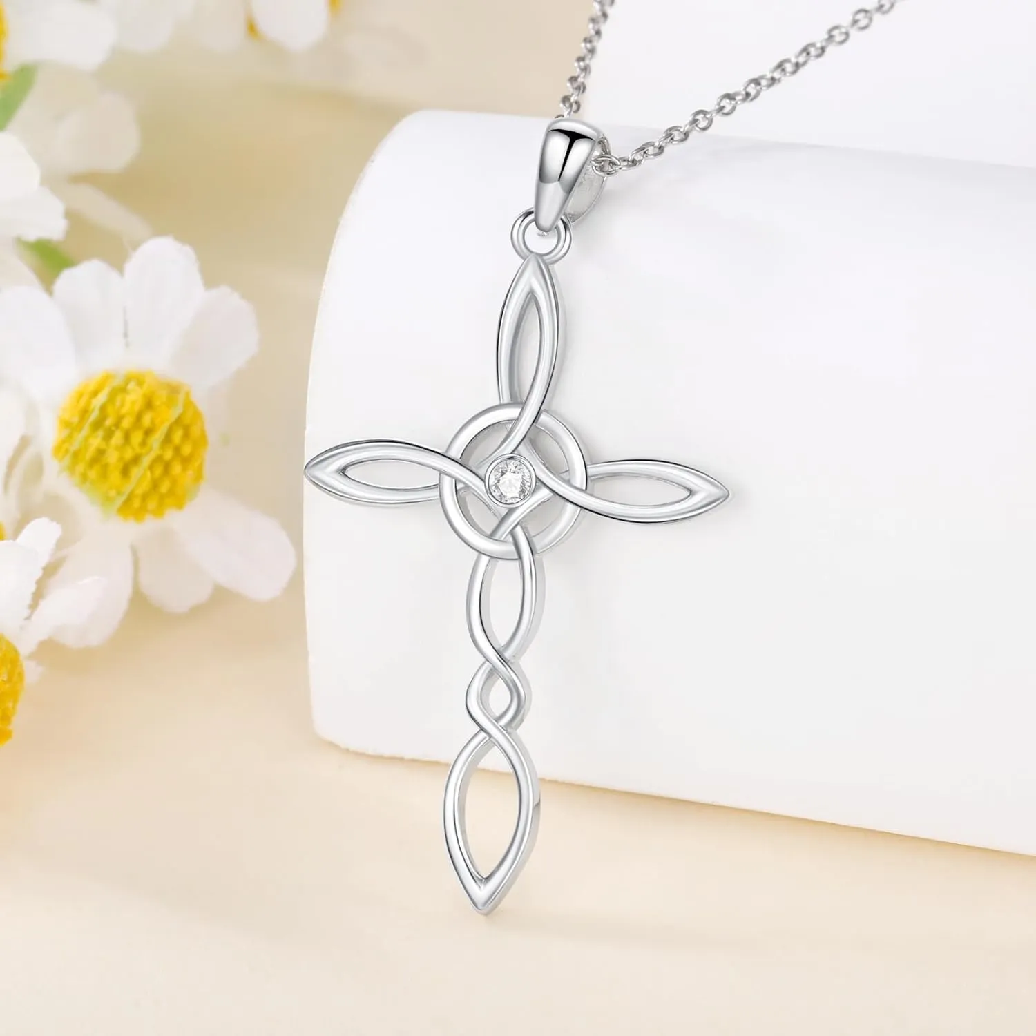 Diamond Cross Necklace for Women S925 Sterling Silver Lab Grown Diamond Cross Necklace Jewelry Gift for Women