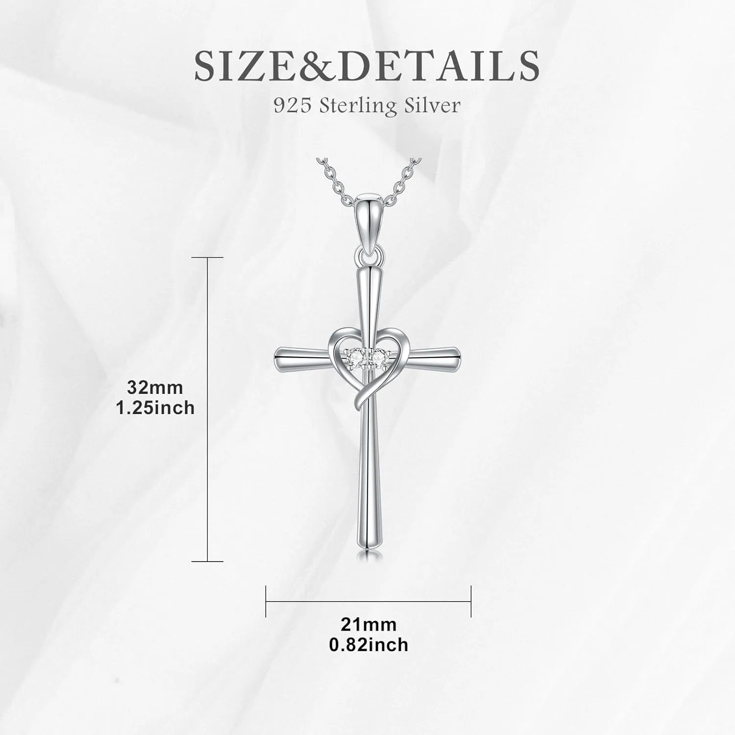 Diamond Cross Necklace for Women S925 Sterling Silver Lab Grown Diamond Cross Necklace Jewelry Gift for Women