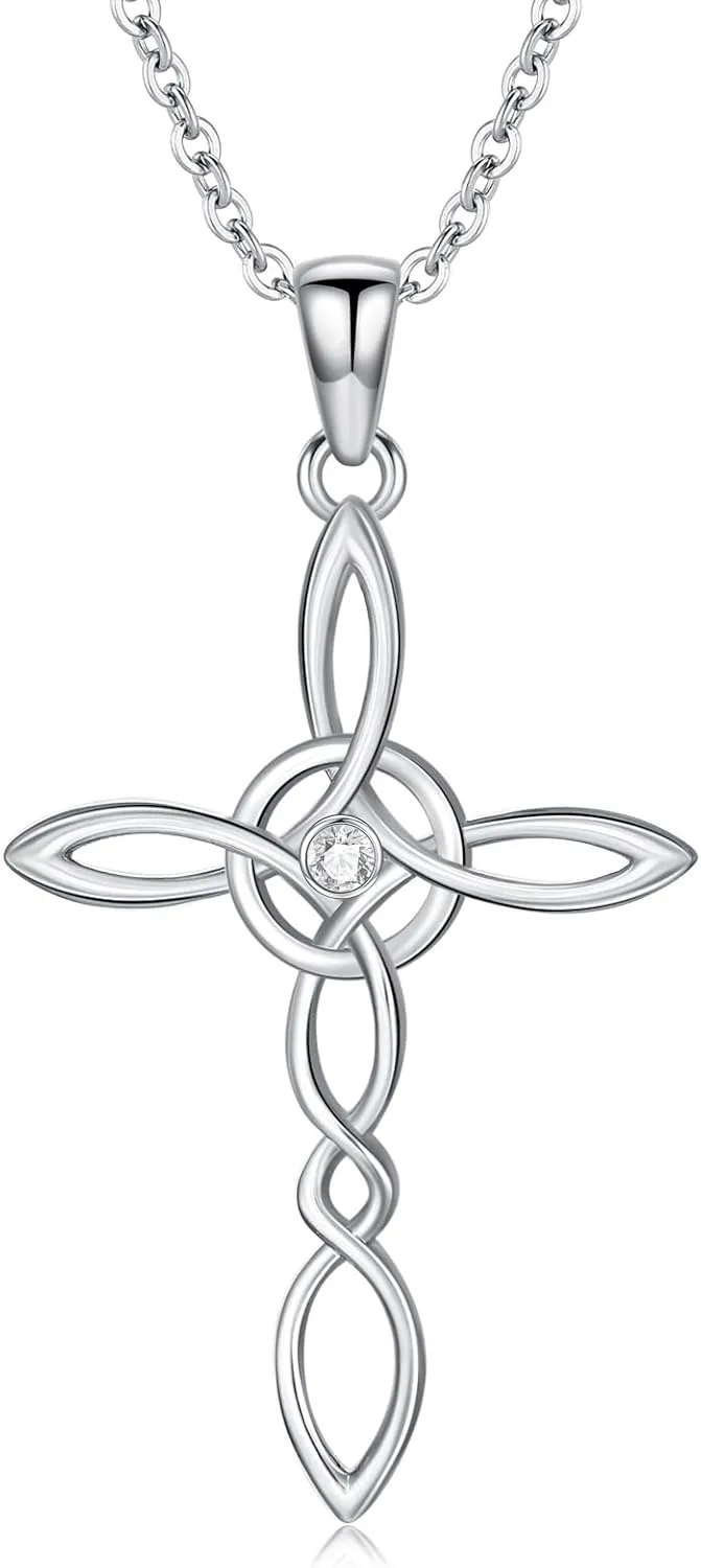 Diamond Cross Necklace for Women S925 Sterling Silver Lab Grown Diamond Cross Necklace Jewelry Gift for Women