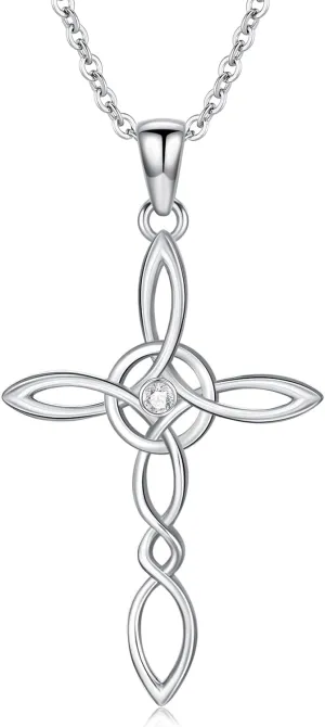 Diamond Cross Necklace for Women S925 Sterling Silver Lab Grown Diamond Cross Necklace Jewelry Gift for Women