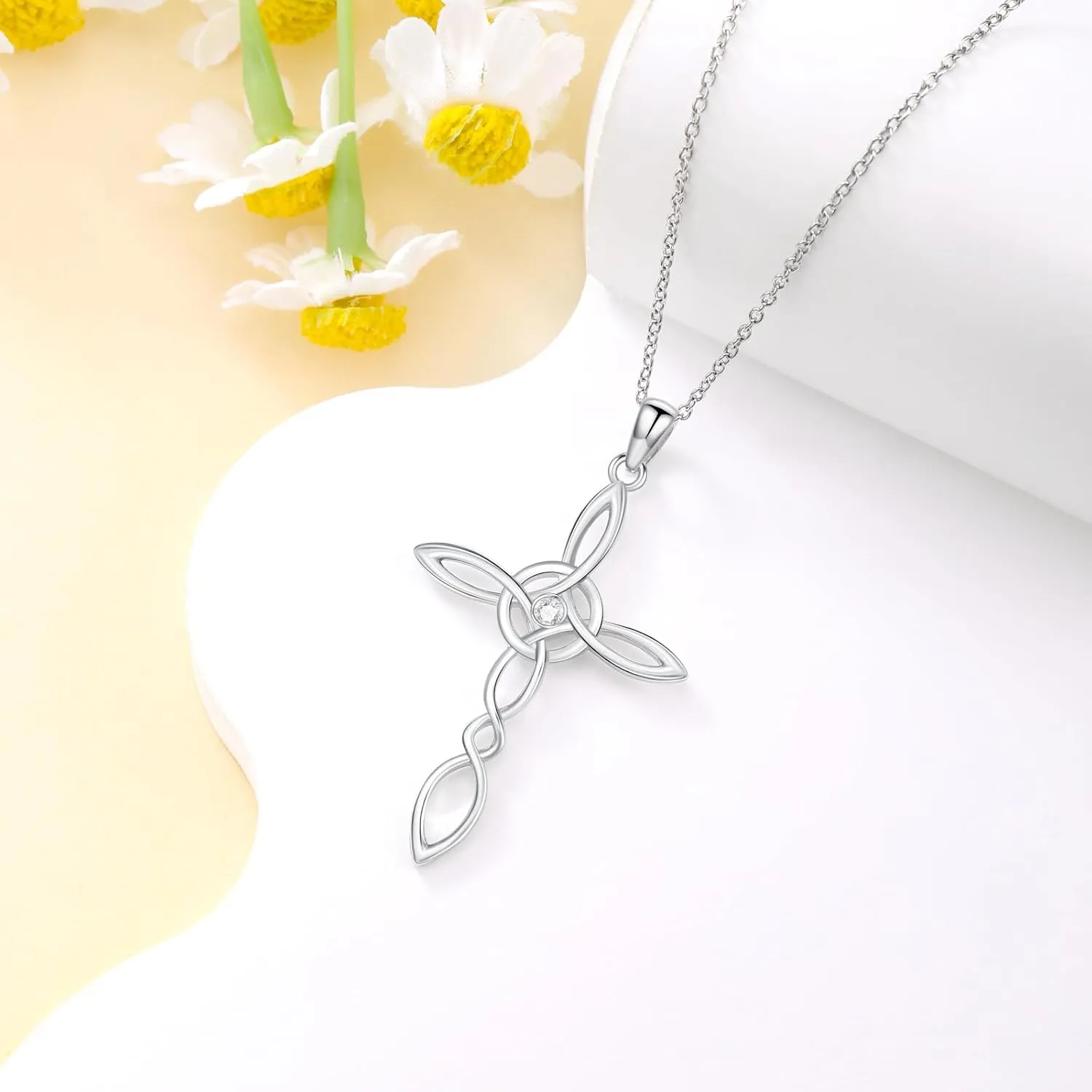 Diamond Cross Necklace for Women S925 Sterling Silver Lab Grown Diamond Cross Necklace Jewelry Gift for Women