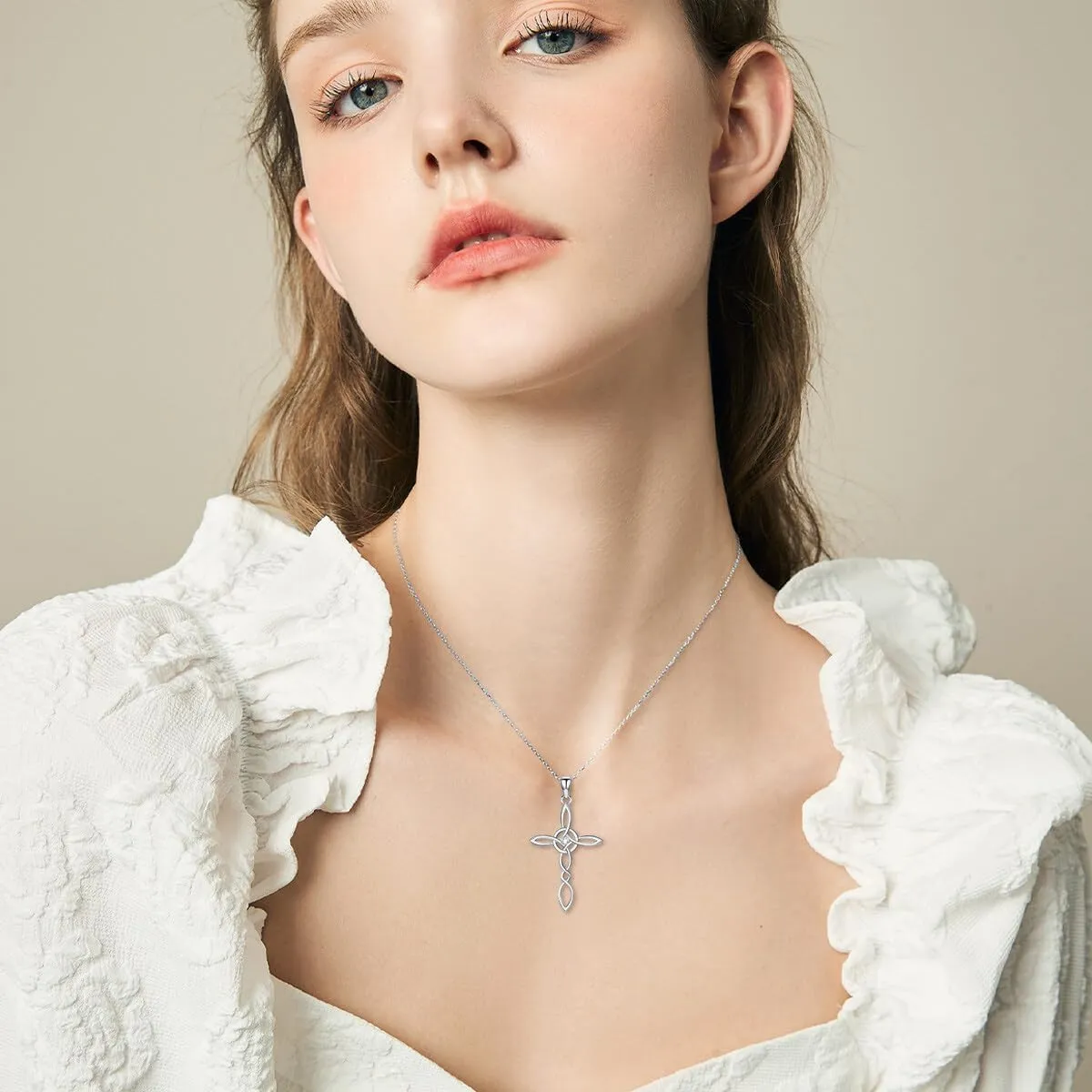 Diamond Cross Necklace for Women S925 Sterling Silver Lab Grown Diamond Cross Necklace Jewelry Gift for Women