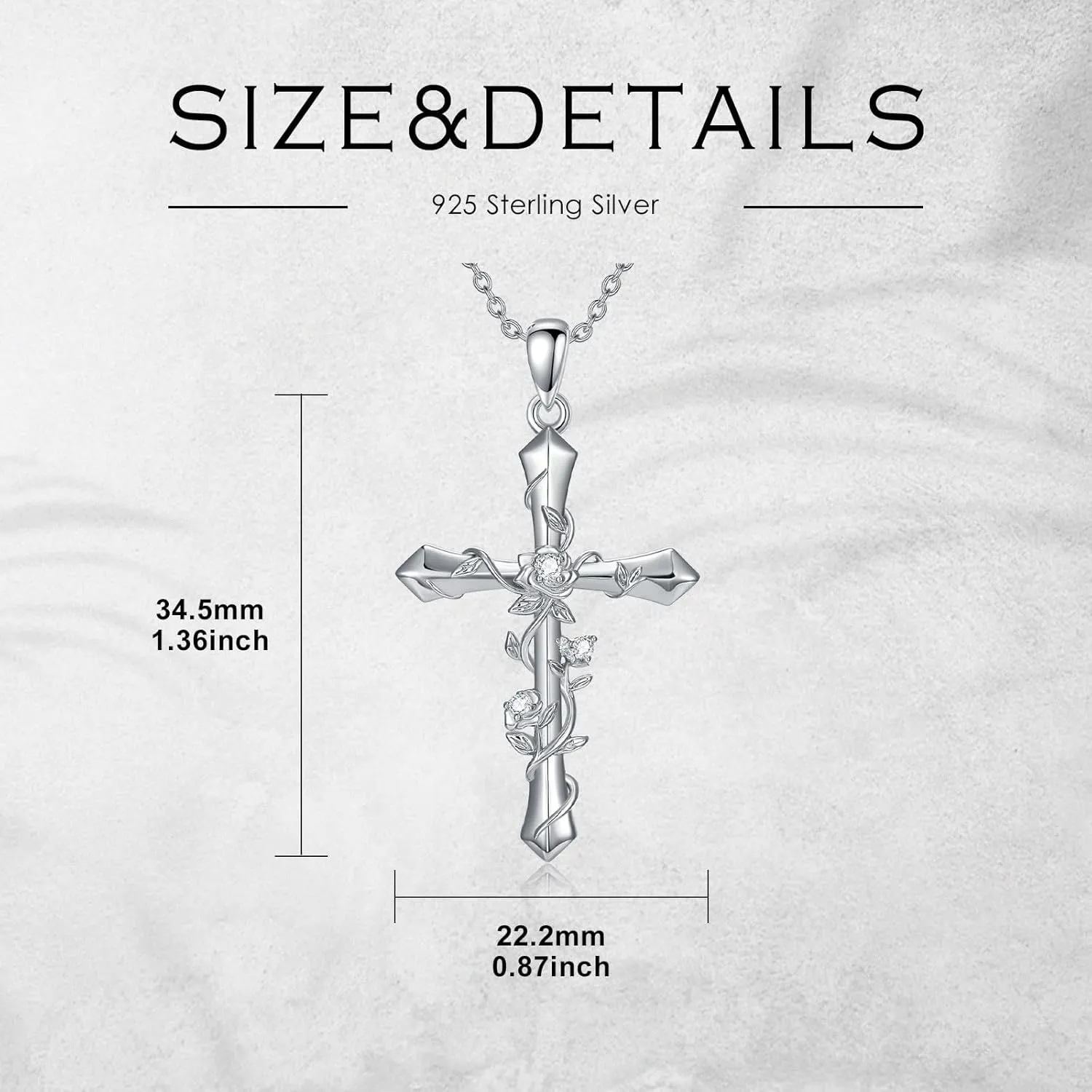 Diamond Cross Necklace for Women S925 Sterling Silver Lab Grown Diamond Cross Necklace Jewelry Gift for Women