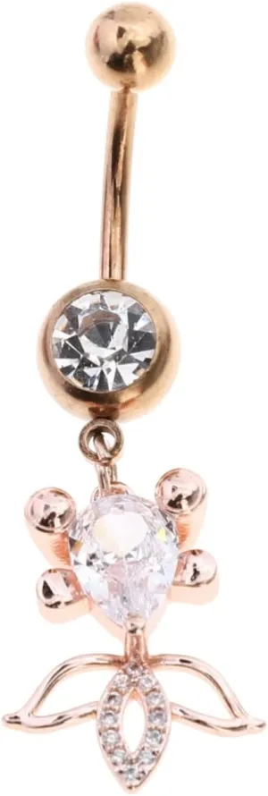 Didiseaon Metal Navel Ring Goldfish Charm Shiny Rhinestones Belly Button Ring for Festival Party