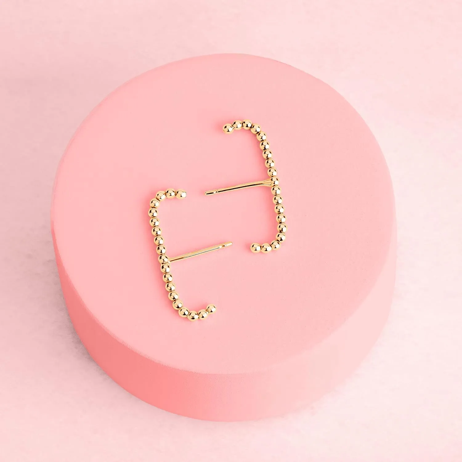 Dot Suspender Earrings | Gold, Rose Gold, or Silver | Beaded Suspension Stud Earrings | Minimalist Everyday Huggie Cuff Studs (14K Gold Fill)