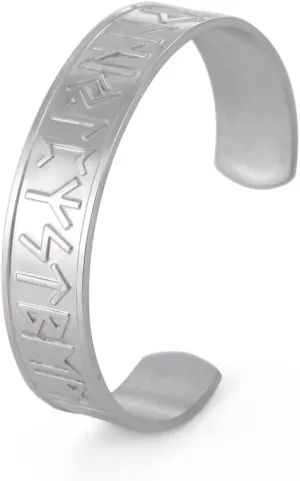 Dreamtimes Viking Runes Cuff Bracelets 24 Norse Runes Viking Stainless Steel Vintage Symbol Norse Jewelry Bracelet Magnetic Therapy Cuff Bangle Irish Jewelry for Mens Women