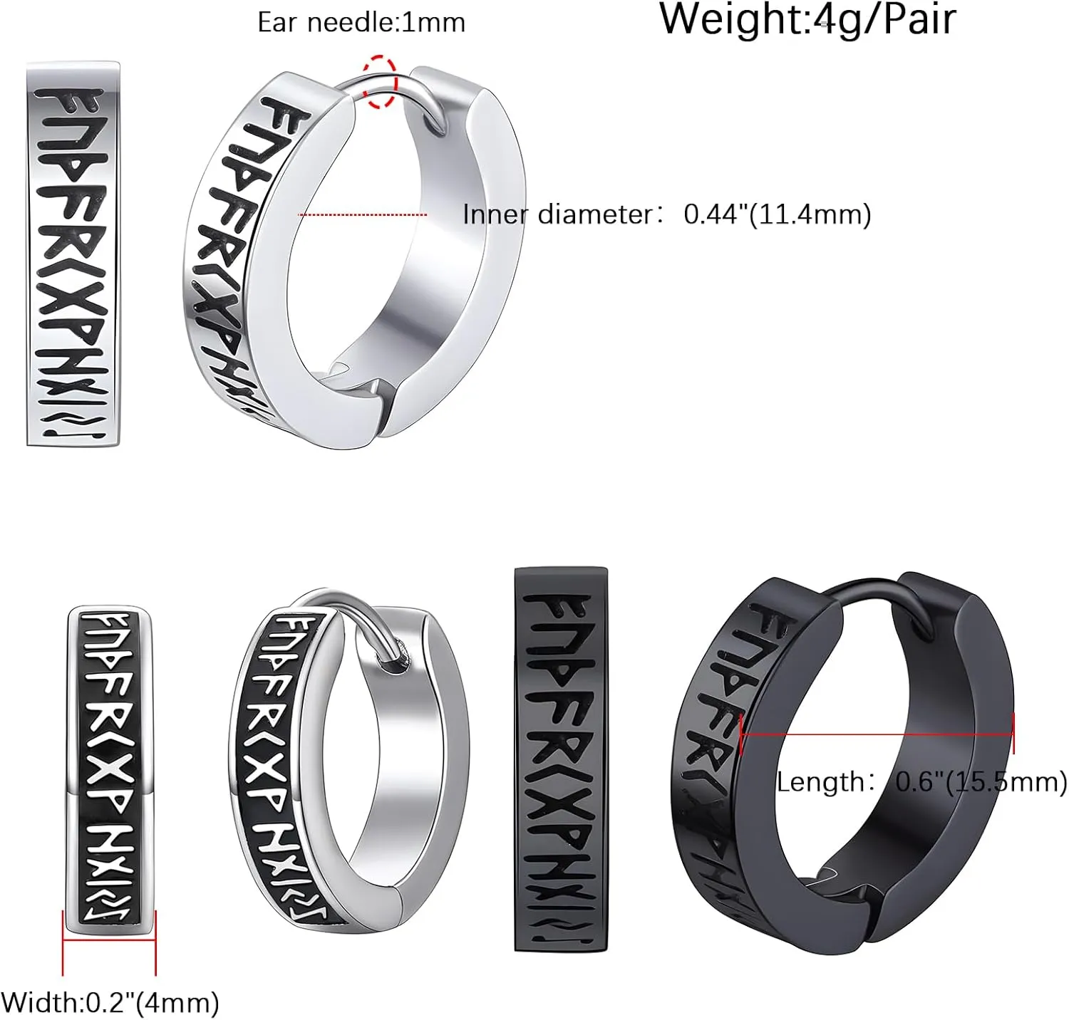 Earrings for Men Stainless Steel Small Hoop Earrings Lightweight Hypoallergenic Earrings Set for Men 2/3/8 Pairs