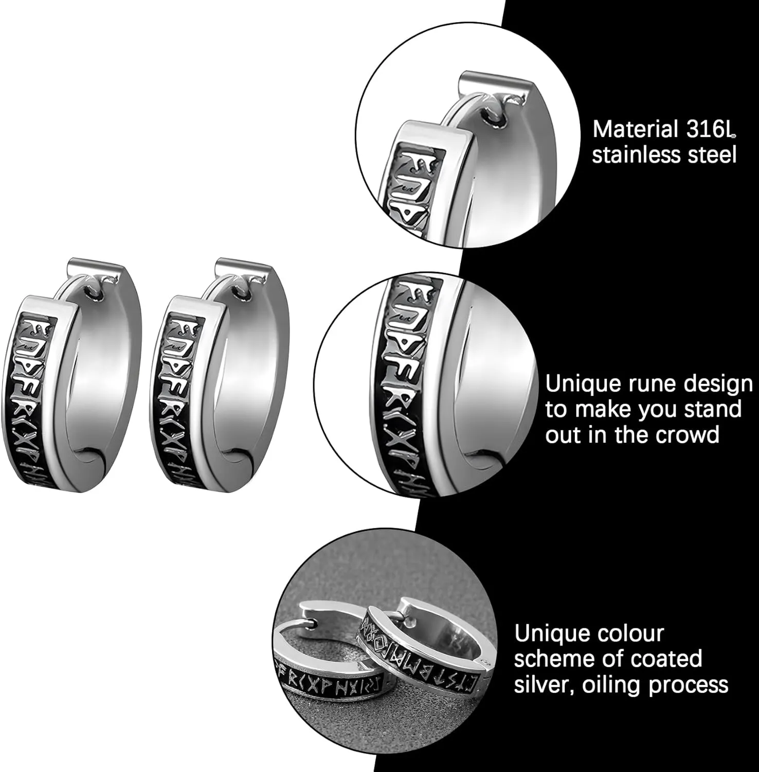 Earrings for Men Stainless Steel Small Hoop Earrings Lightweight Hypoallergenic Earrings Set for Men 2/3/8 Pairs