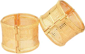 Efulgenz Indian Bangle Set for Women Dubai Style Bangle Set Engraved Filigree Style Hinge Openable Big Broad Bangles Bracelet Indian Bridal Jewelry for Wedding
