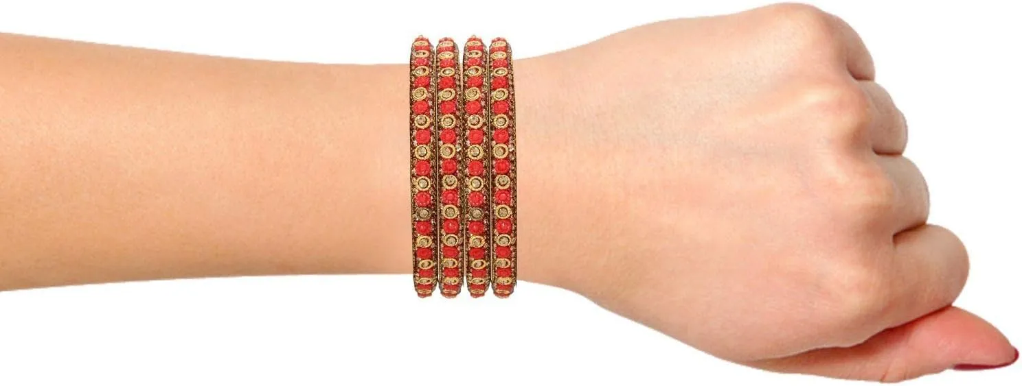 Efulgenz Indian Bangles for Women Indian Bangle Set Bollywood Style Rhinestone Crystal Bridal Bracelet Jewelry Set for Women Valentines Gift