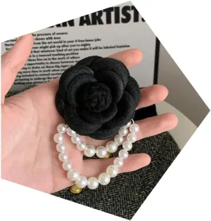 Elegant Fabric Camellia Flower Brooch Pins for Women,Vintage Pearl Tassel Corsage Jewelry Brooches Dainty Lapel Pins Party Wedding Gifts
