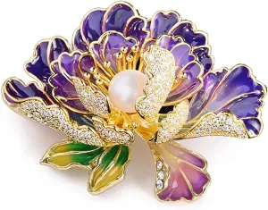 Elegant Flower Brooch Pin for Women, Stylish Vinage Crystal Pearl Rhinestones Brooches Pins Dainty Lapel Pins for Dress Accessories Jewelry