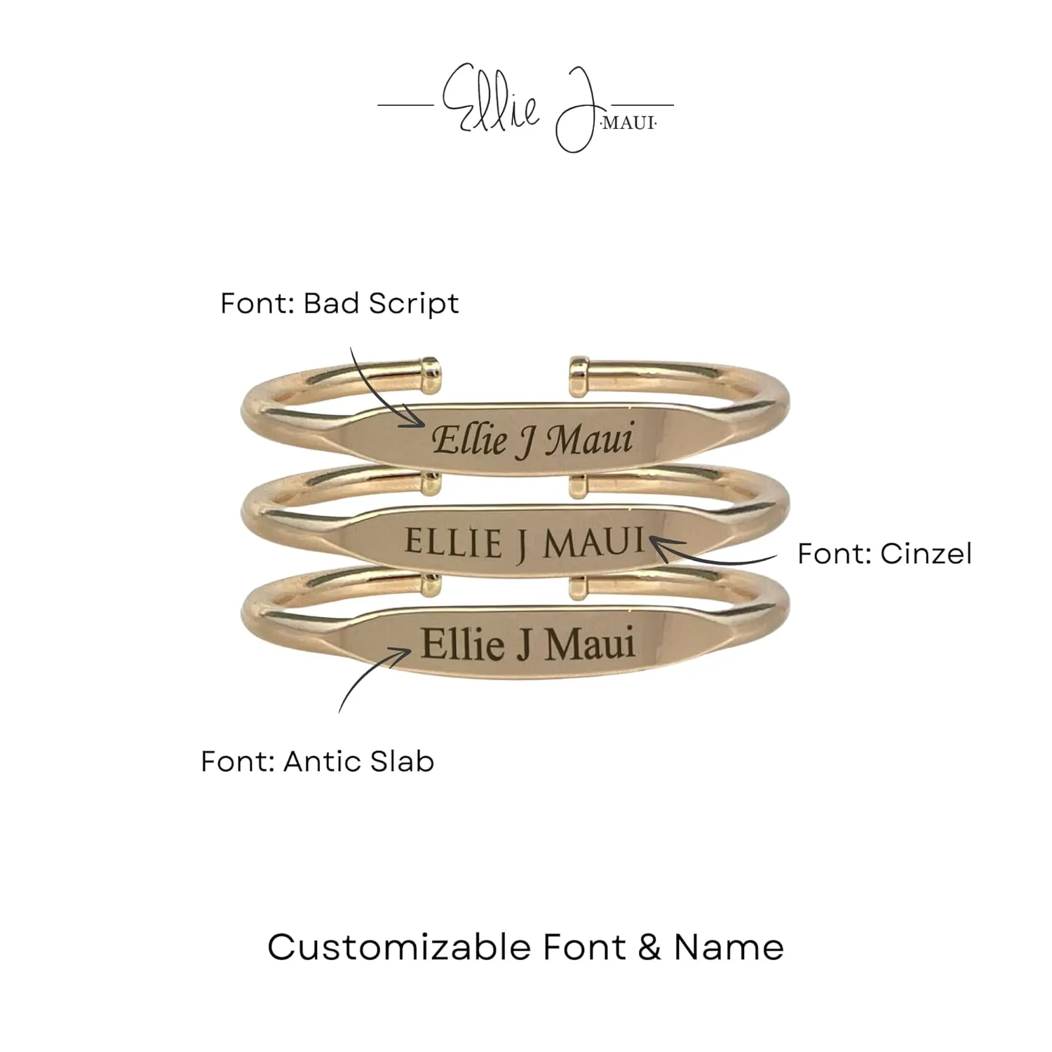 Ellie J Maui Personalized 14K Gold Filled Baby Bracelet - Adjustable Custom ID Cuff for Baby Jewelry, NOT GOLD PLATED, Elegant Gold Bracelet for Baby Boy or Baby Girl, Perfect for Infants and Toddlers (Personalized, Gold, Baby)