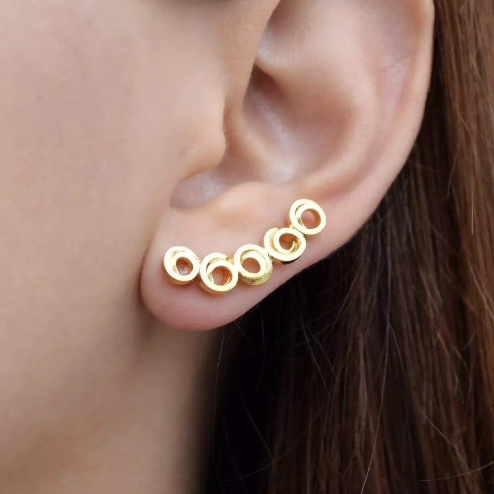 Emmanuela Everyday Ear Cuff Earrings Handmade of Sterling Silver Dainty Minimalist Ear Climber Earring Cuff Crawler Hypoallergenic Jewelry Statement