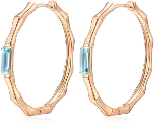 EVEVIC Austrian Crystal Lightweight Bamboo Gold Hoop Earrings for Women 14K Rose Gold Plated Hypoallergenic Earring Jewelry Gift