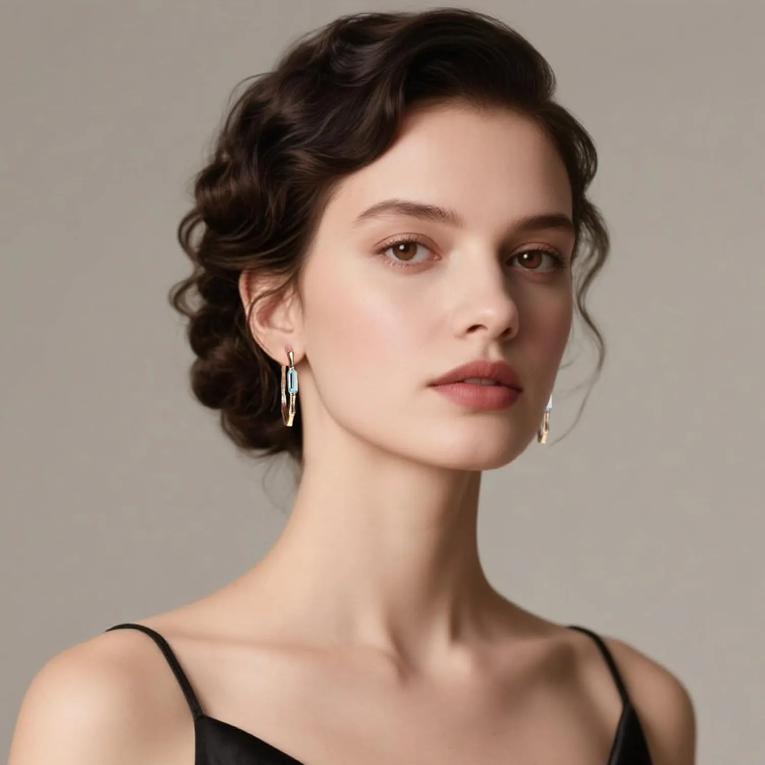 EVEVIC Austrian Crystal Lightweight Bamboo Gold Hoop Earrings for Women 14K Rose Gold Plated Hypoallergenic Earring Jewelry Gift