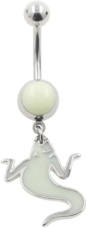 Excepro Belly Rings Noctilucent 316L Surgical Stainless Steel Ghost Navel Piercing Shiny Belly Button Rings