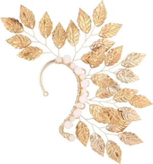 Fairy Ears Cuffs, Handmade Gold Left Ear Cuffs for Women Non Piercing, Fairy Accessories for Women, Perfect for Cosplay, Fantasy Outfits, and Everyday Wear