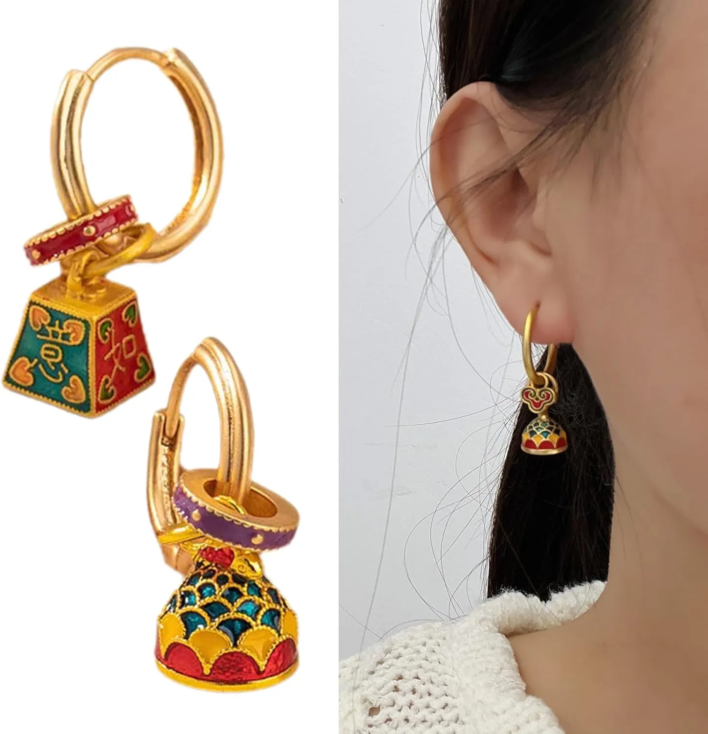 Fashionable Dripping Oil Ear Cuff New Chinese-Styles Ear Buckles Comfortable Earwear Stylish Alloy Accessories