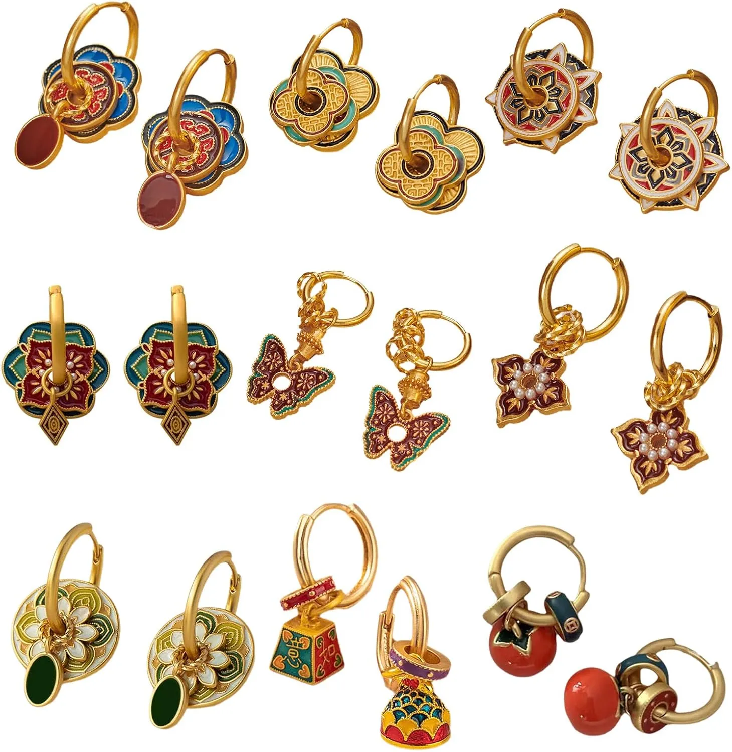 Fashionable Dripping Oil Ear Cuff New Chinese-Styles Ear Buckles Comfortable Earwear Stylish Alloy Accessories