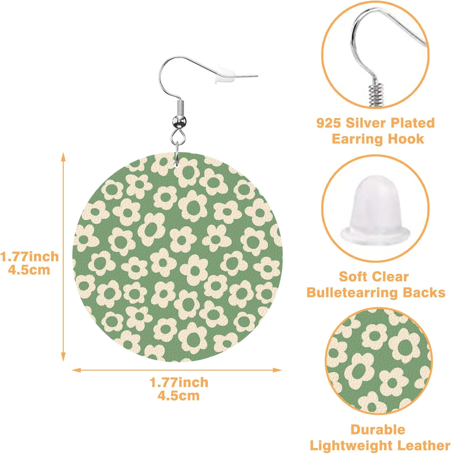 Faux Leather Earrings Idea Lightweight Teardrop Star Round Dangle Earrings Suitable for Women Accessories Jewelry